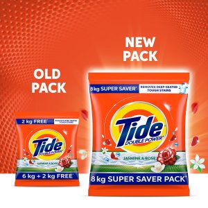 Tide Plus Detergent Washing Powder - 8kg Super Saver Pack | Jasmine & Rose Fragrance