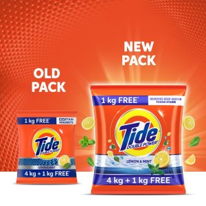 Tide Plus Double Power Detergent Washing Powder Lemon & Mint 4kg + 1kg FREE
