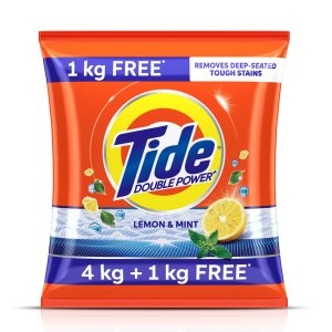 Tide Plus Double Power Detergent Washing Powder Lemon & Mint 4kg + 1kg FREE