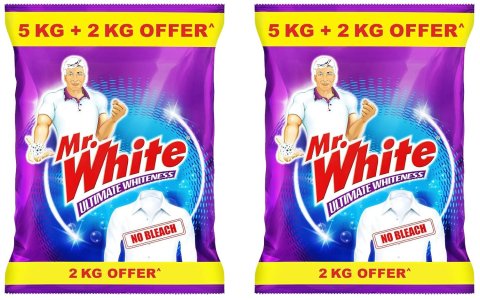Mr. White Detergent Powder - 5 Kg with Free 2Kg (Pack of 2)